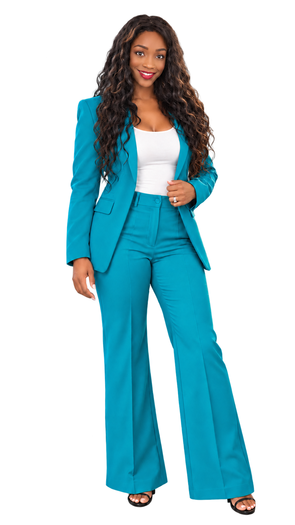 Lacian Panton wearing a teal suit
